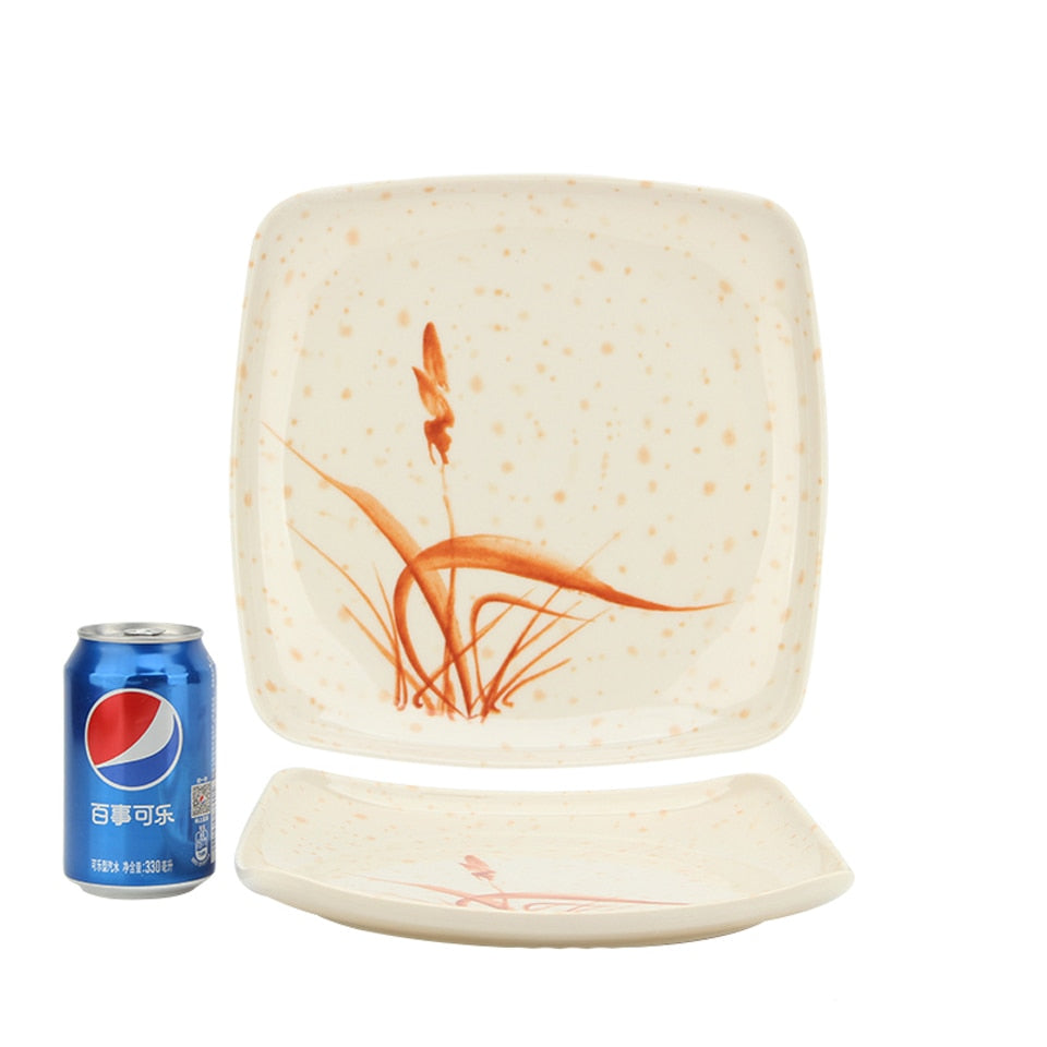 Color Imitation Porcelain Square Plate Canteen Fast Food Hot Pot Cooking Cold Dishes Eating Pasta Plate Restaurant Melamine Dish