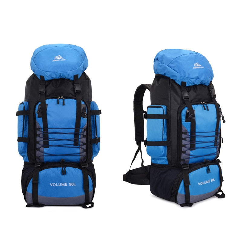 90L 80L Travel Bag Camping Backpack Hiking Army Climbing Bags Mountaineering Large Capacity Sport Bag Outdoor Military XA857WA