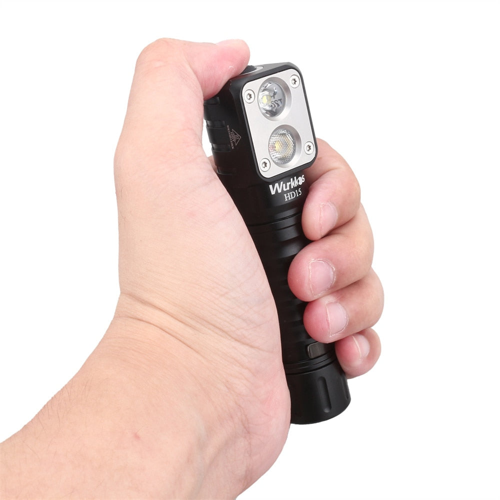 Wurkkos HD15 Headlamp 2A Rechargeable 18650 Headlight 2000lm Dual LED LH351D SST20 USB Reverse Charge Magnetic Tail Camp Light