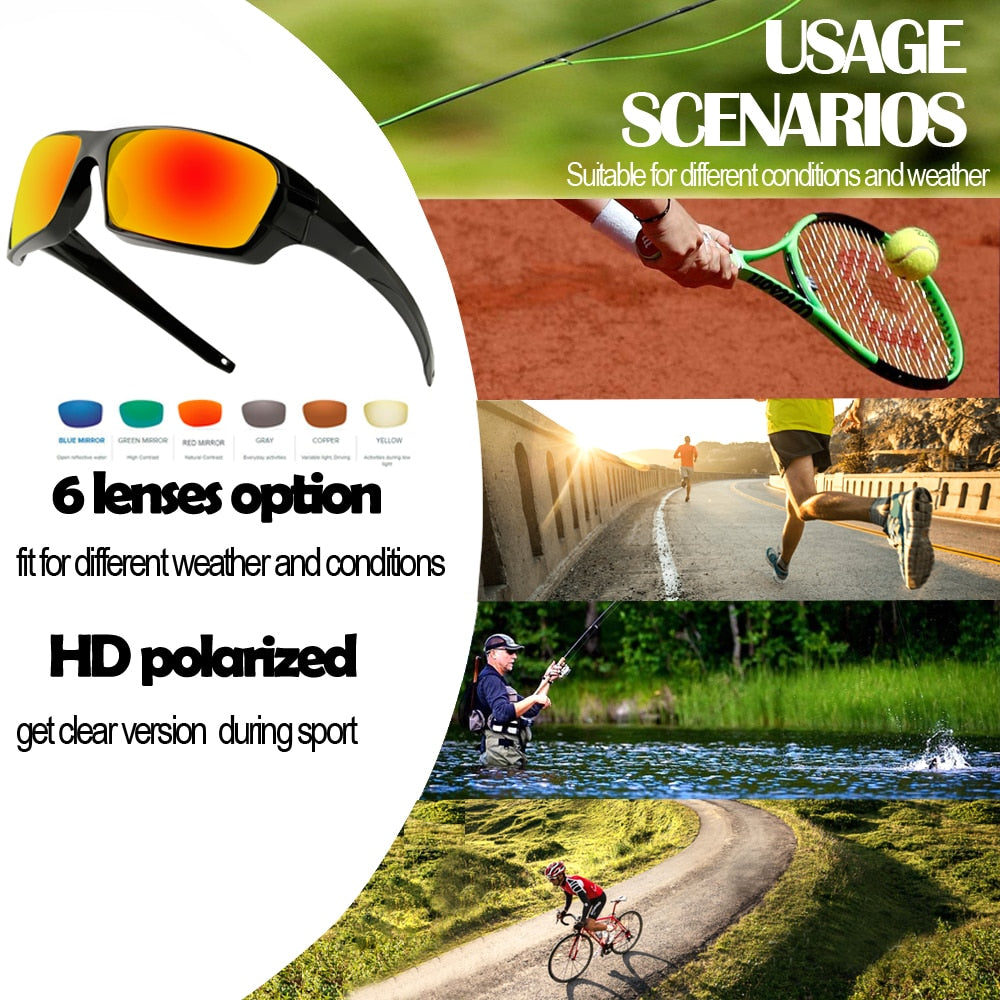NEWBOLER Polarized Hiking Sunglasses Camouflage Black Frame Sport Sun Glasses Camping Eyewear UV400 Climbing Goggles