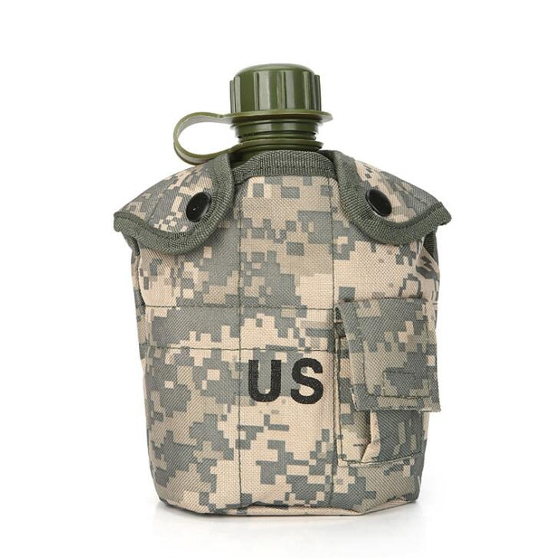 1L Outdoor Military Tactical Water Bottle Army Water Canteen Kettle With Pouch Cup Set For Camping Hiking Backpacking Survival
