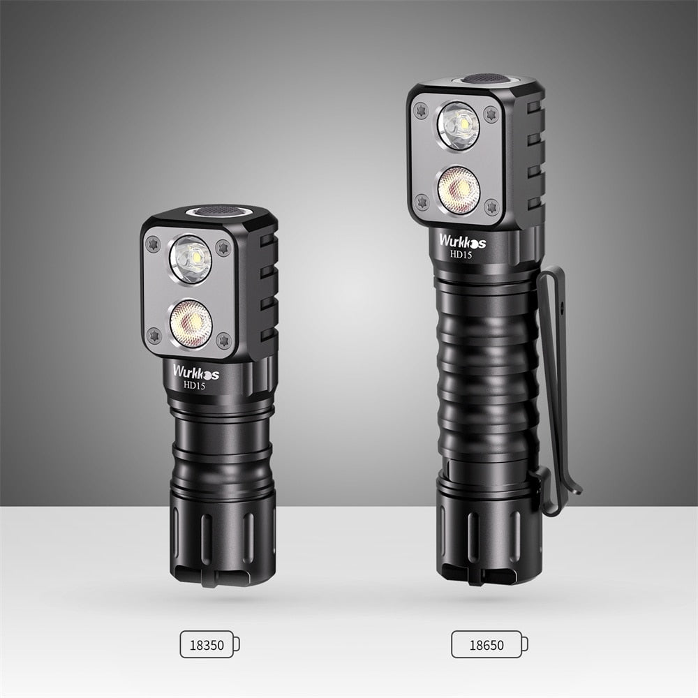 Wurkkos HD15 Headlamp 2A Rechargeable 18650 Headlight 2000lm Dual LED LH351D SST20 USB Reverse Charge Magnetic Tail Camp Light