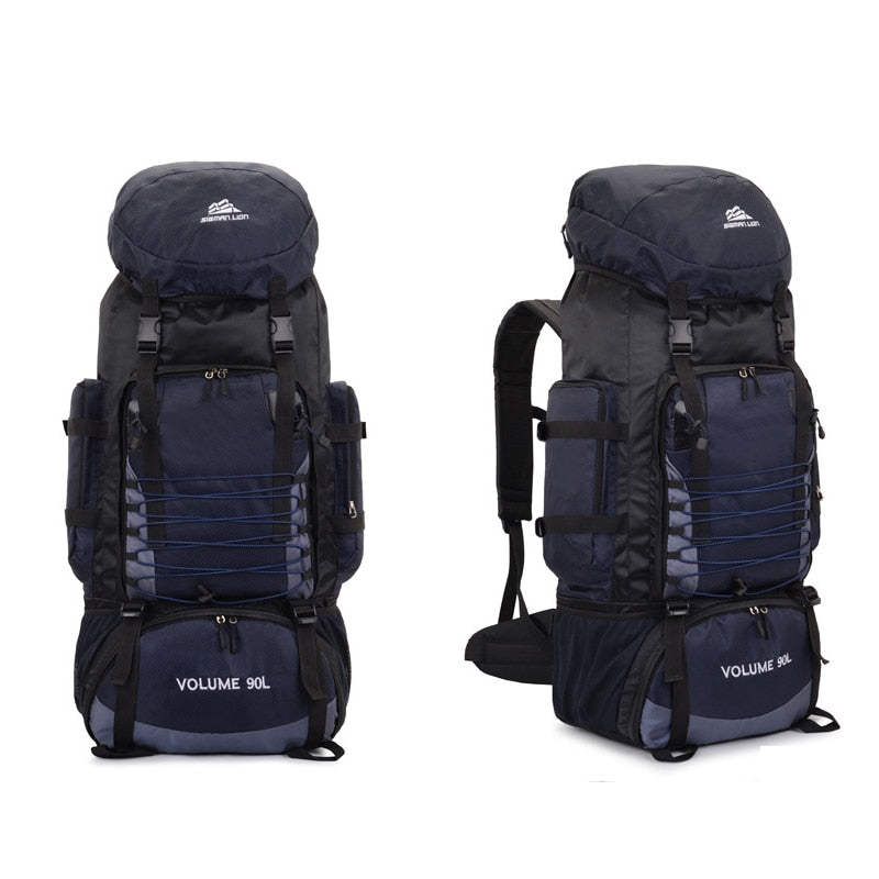90L 80L Travel Bag Camping Backpack Hiking Army Climbing Bags Mountaineering Large Capacity Sport Bag Outdoor Military XA857WA