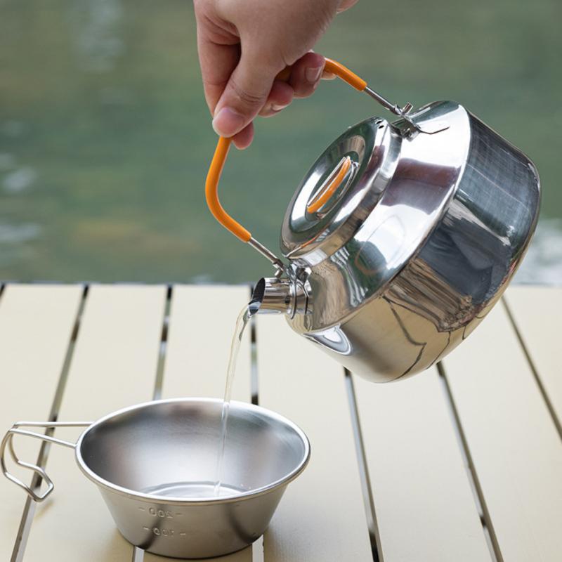 Ultralight Camping Kettle 0.8L Portable Canteen Outdoor Stainless Steel Water Bottle Picnic Cookware Tableware Supplies