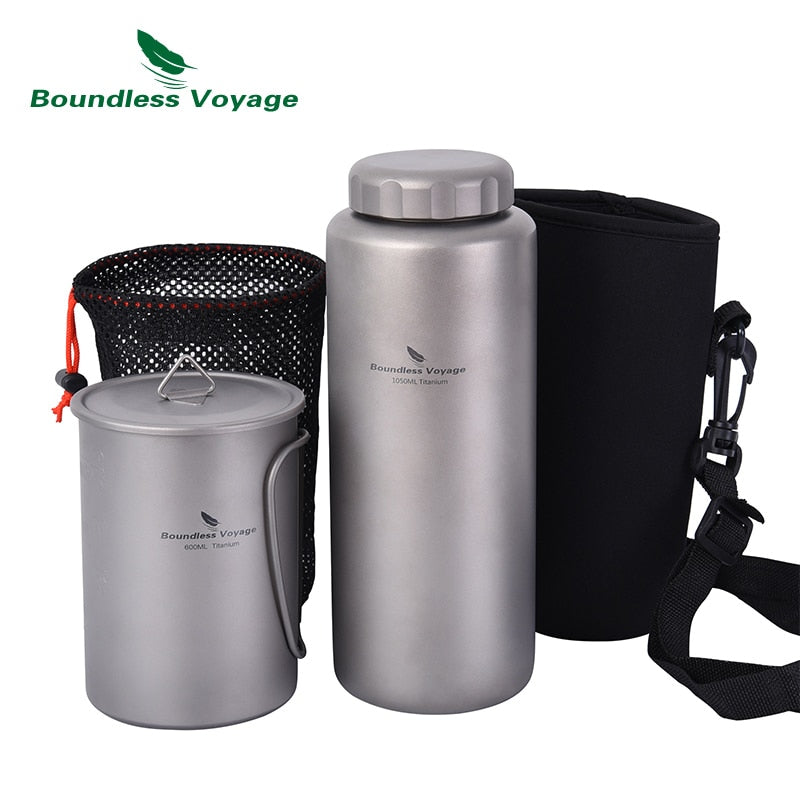 Boundless Voyage Titanium Water Bottle 1050ml Cycling Camping Sport Drinking Bottle Big Capacity Leak-Proof Ultralight Canteen