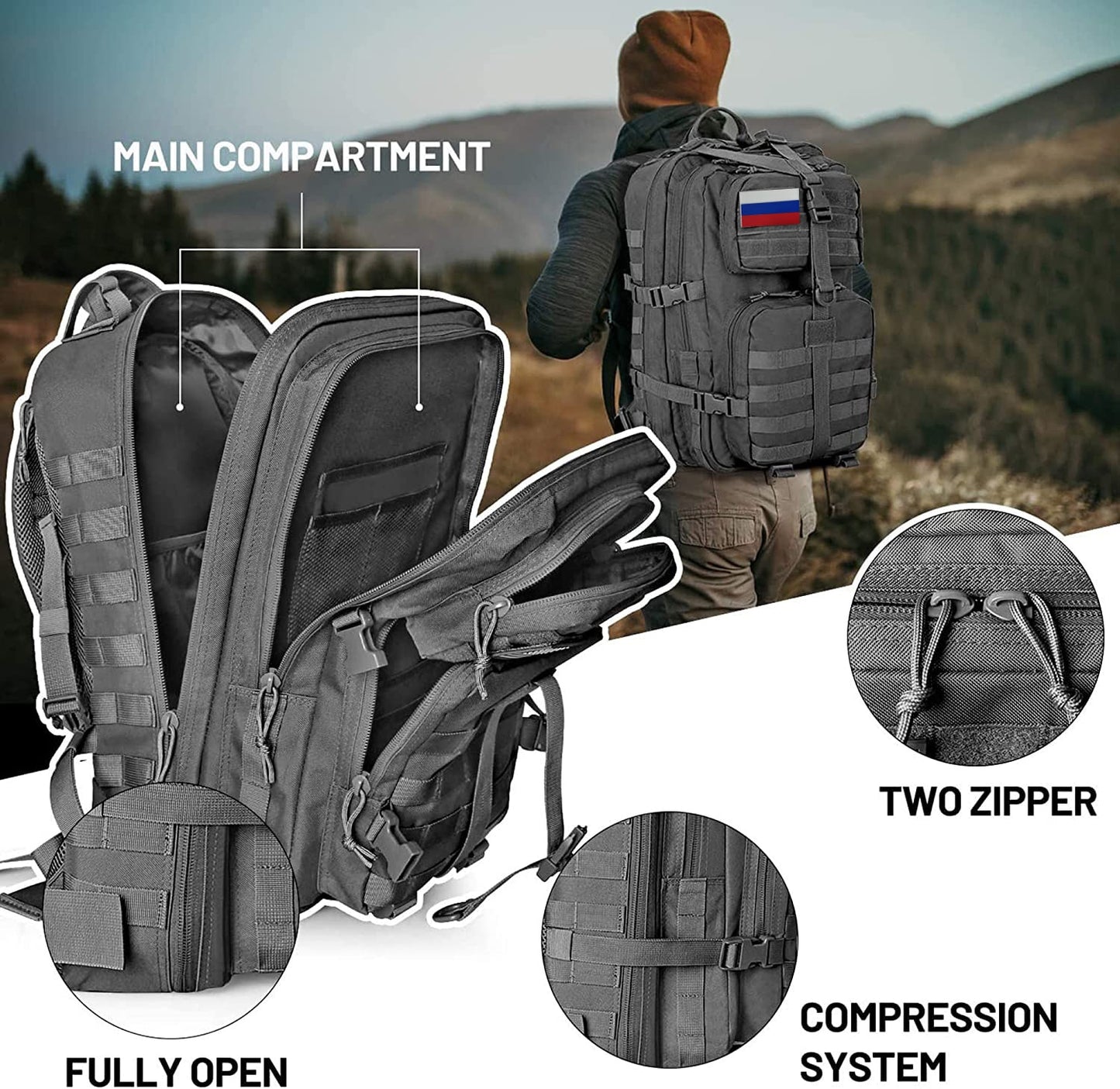 50L Men Military Tactical Backpack Waterproof Large Capacity Bags Outdoor Sport Hiking Camping Hunting Trekking Men Rucksacks