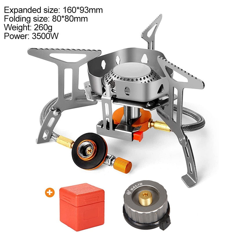 Outdoor Gas Cooker Camping Burner Stove Portable Cookware Camping Equipment High Power Folding Camp Supplies Travel Strong Fire