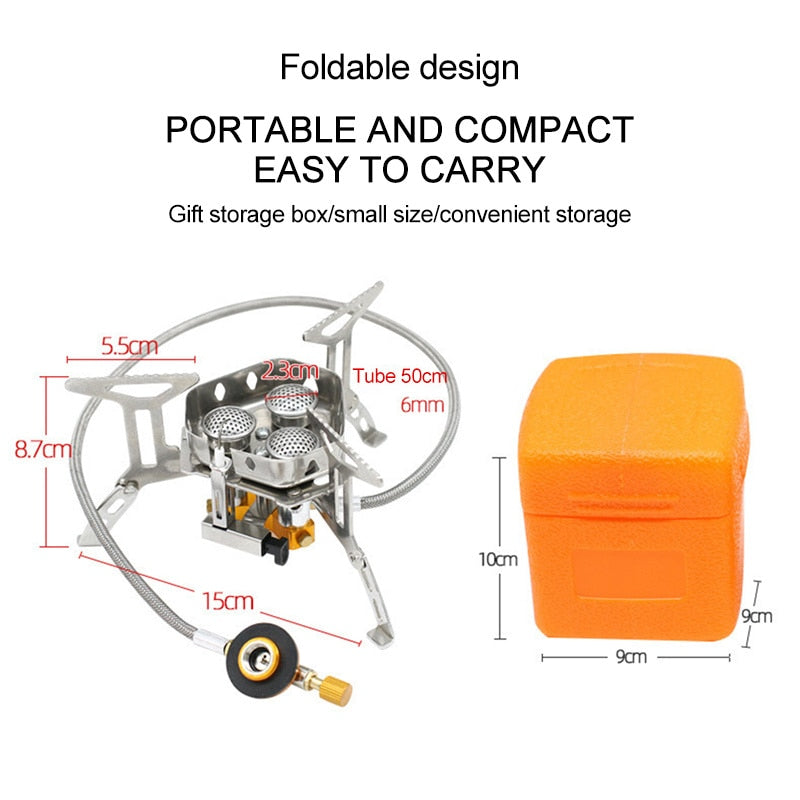 Outdoor Gas Cooker Camping Burner Stove Portable Cookware Camping Equipment High Power Folding Camp Supplies Travel Strong Fire