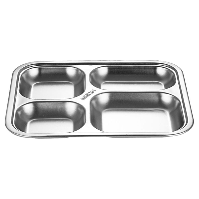 3/4/5 Sections Stainless Steel Divided Dinner Tray Lunch Container Food Plate for School Canteen kindergarten picnics camping