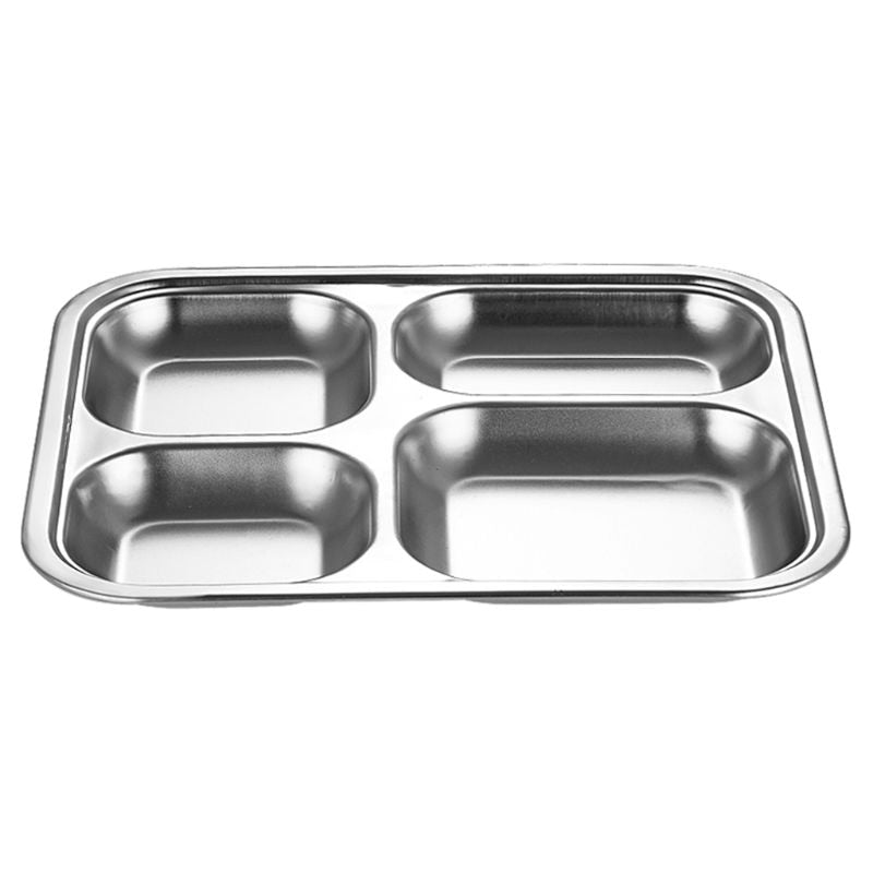 3/4/5 Sections Stainless Steel Divided Dinner Tray Lunch Container Food Plate for School Canteen kindergarten picnics camping