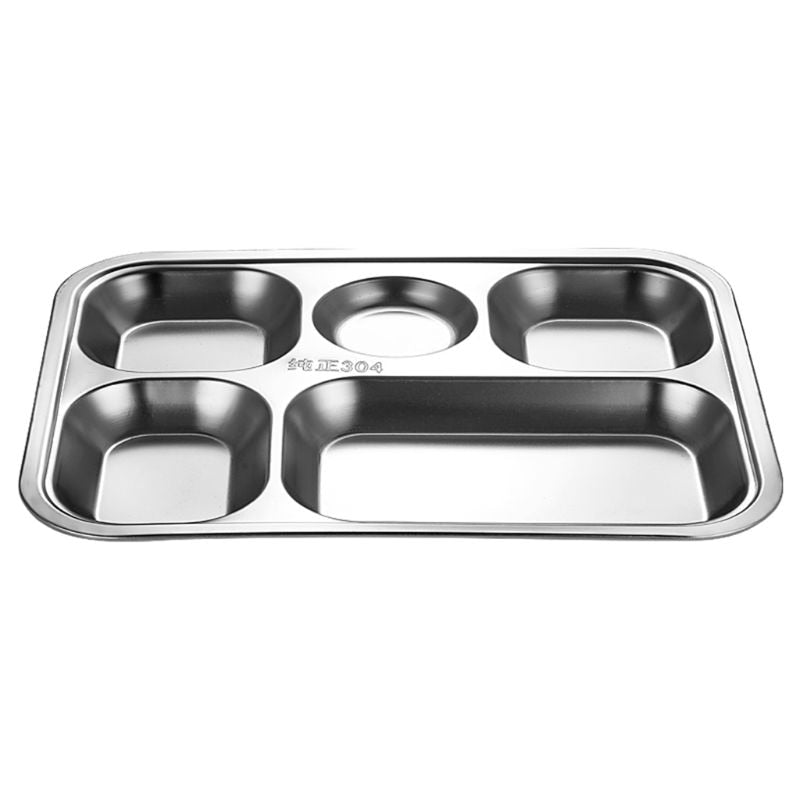 3/4/5 Sections Stainless Steel Divided Dinner Tray Lunch Container Food Plate for School Canteen kindergarten picnics camping