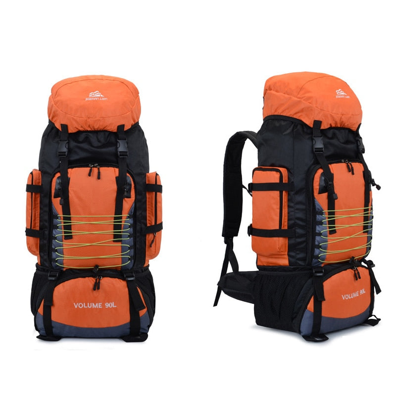 90L 80L Travel Bag Camping Backpack Hiking Army Climbing Bags Mountaineering Large Capacity Sport Bag Outdoor Military XA857WA