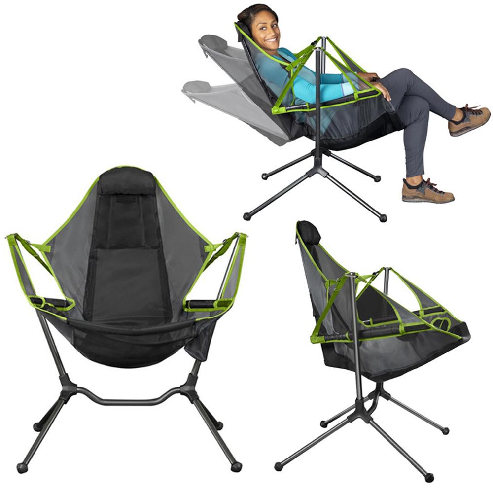 Foldable Outdoor Chair Garden Swing Chair Beach Moon Chair With Pillow For Camping Fishing Ultralight Portable Chair