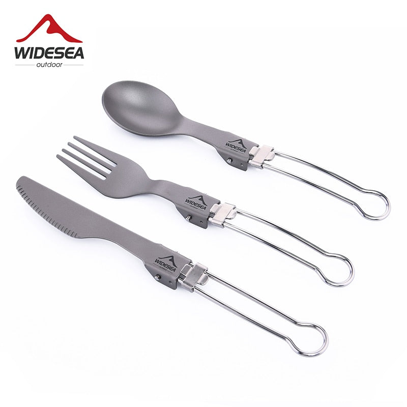 Widesea Camping Tableware 1Folding Picnic Cutlery Tourist Kitchen Outdoor Hiking Trekking Untensils