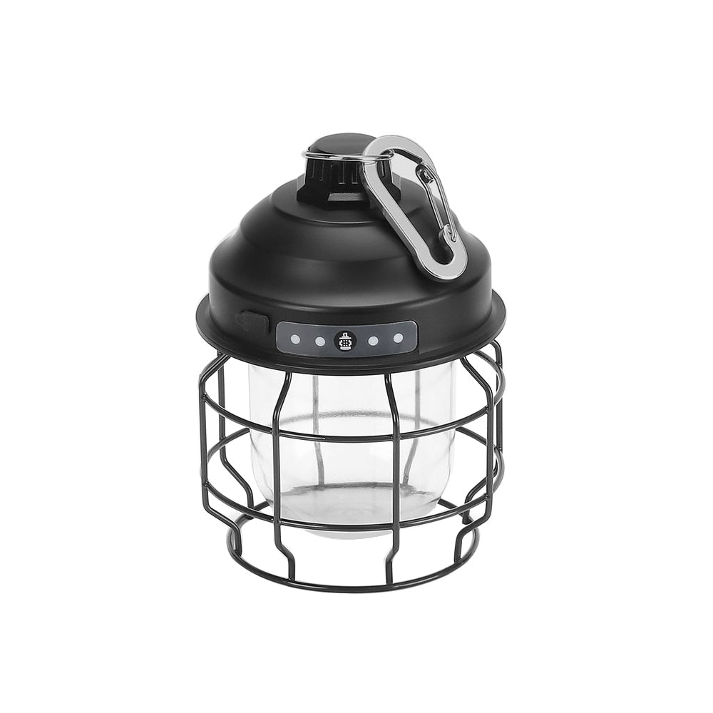 Vintage Metal Hanging Camping Lanterns 3600mAh Battery Powered Warm Light Led Camp Lantern Rechargeable Tent Light For Outdoor