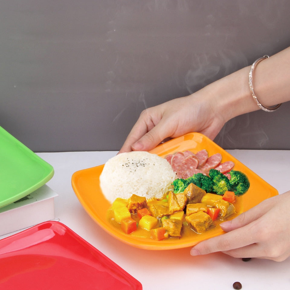 Color Imitation Porcelain Square Plate Canteen Fast Food Hot Pot Cooking Cold Dishes Eating Pasta Plate Restaurant Melamine Dish