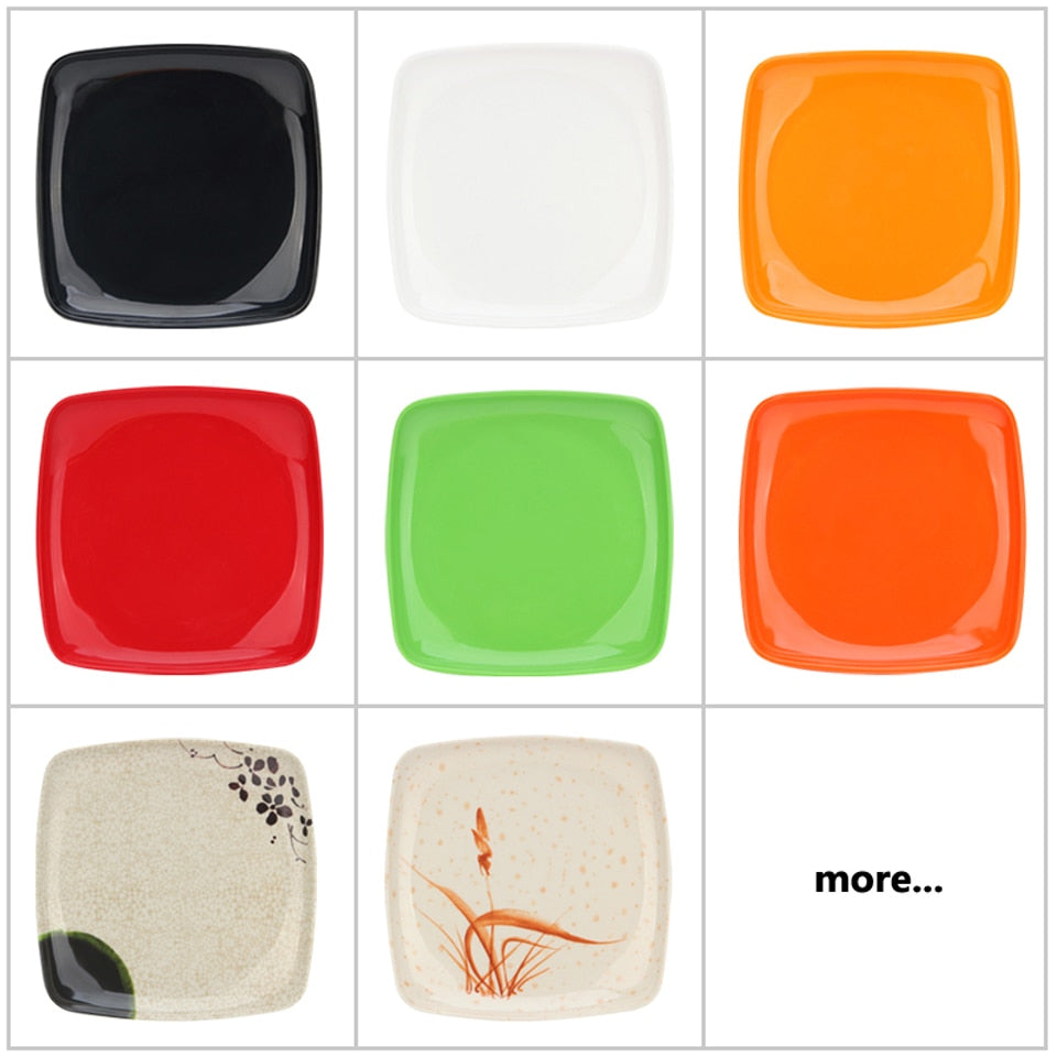 Color Imitation Porcelain Square Plate Canteen Fast Food Hot Pot Cooking Cold Dishes Eating Pasta Plate Restaurant Melamine Dish