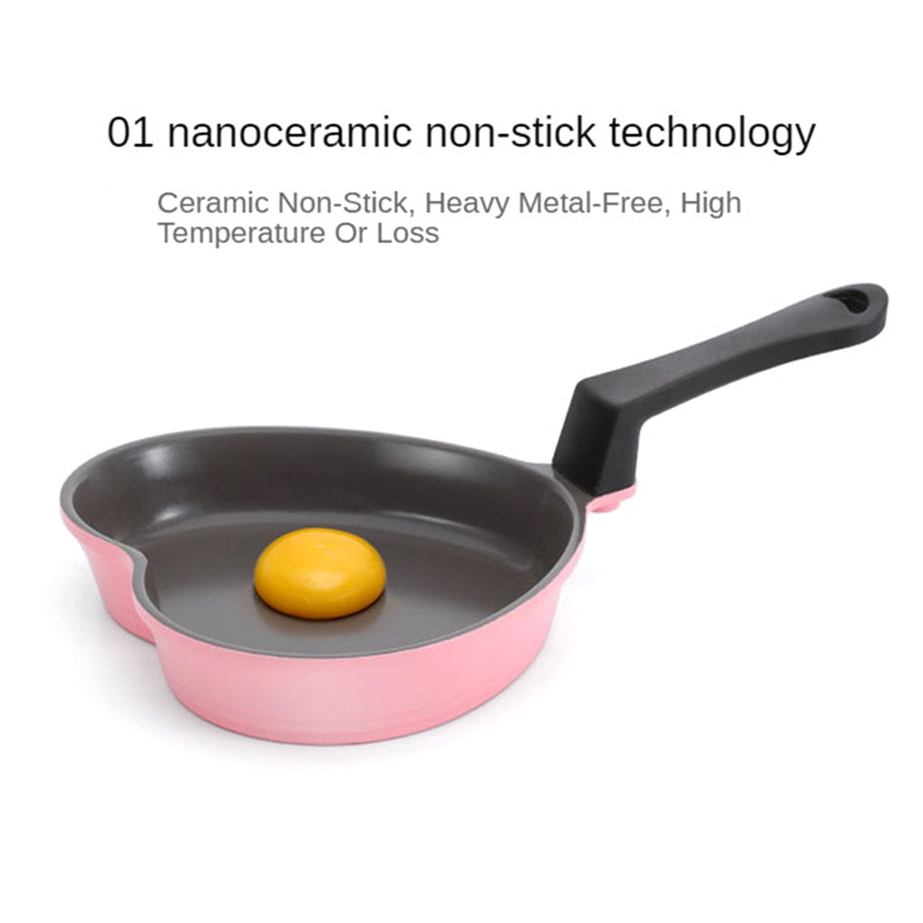 Heart Shaped Frying Pan Food Breakfast Egg Ceramic Non-Stick Pan Kitchen Cooking Pot Grilling Cookware Household Canteen Tool