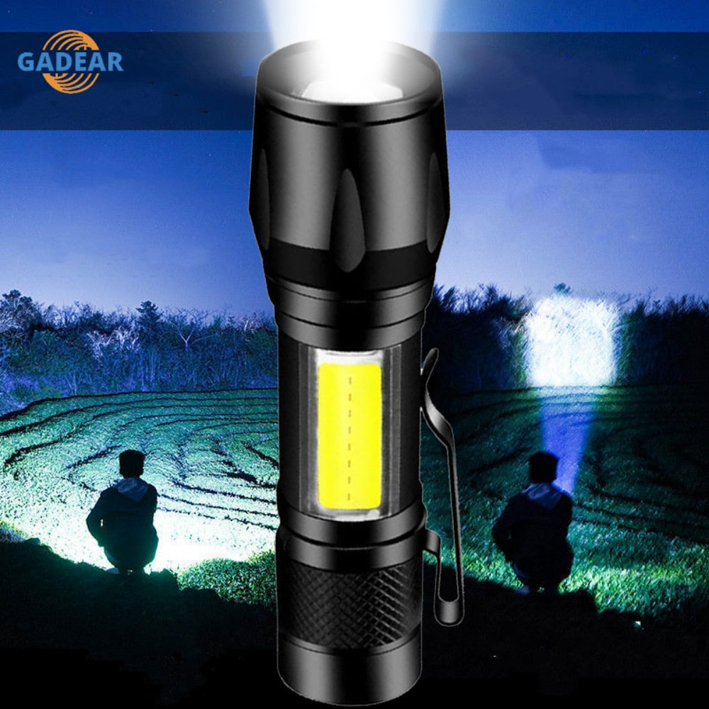 High Power Rechargeable LED Flashlight Mini Zoom Torch Outdoor Camping Strong Lamp Lantern Waterproof Tactical Flashlight