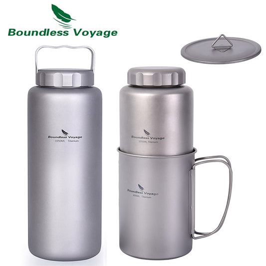 Boundless Voyage Titanium Water Bottle 1050ml Cycling Camping Sport Drinking Bottle Big Capacity Leak-Proof Ultralight Canteen