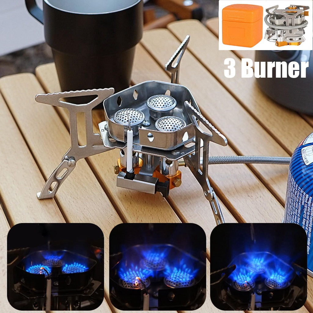 Outdoor Gas Cooker Camping Burner Stove Portable Cookware Camping Equipment High Power Folding Camp Supplies Travel Strong Fire