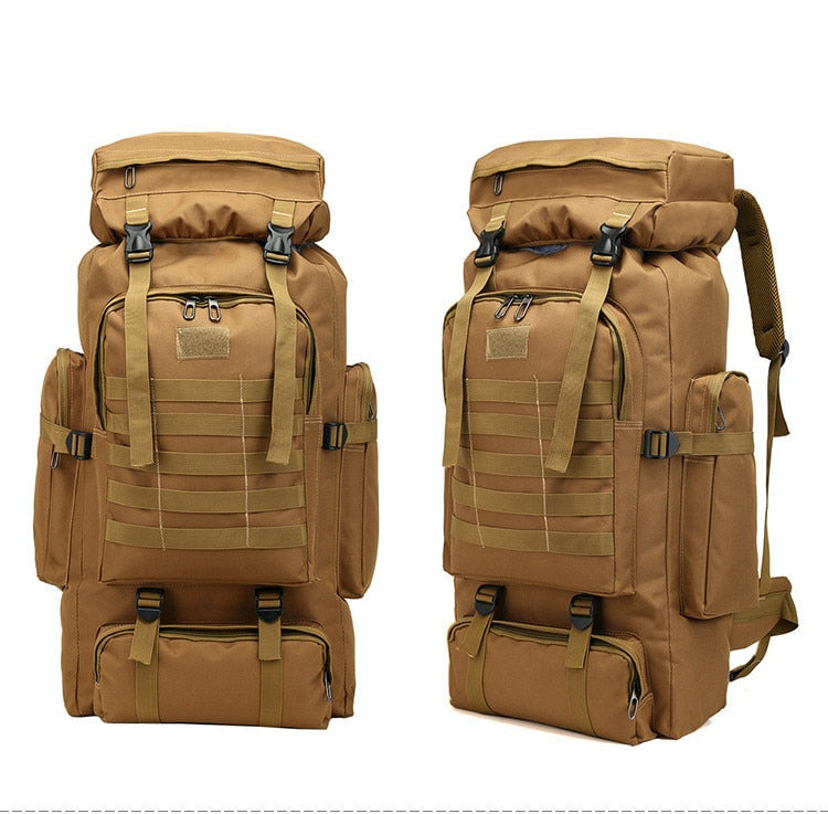 80L Waterproof Molle Camo Tactical Backpack Military Army Hiking Camping Backpack Travel Rucksack Outdoor Sports Climbing Bag