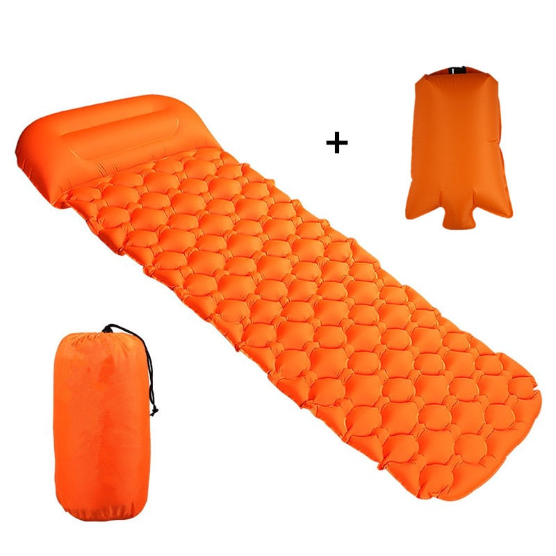 Portable Air Camping Mats Inflatable Bed Mattress Sleeping Pad Fast Filling Air Bag Super Light Inflatable Mattress with Pillow