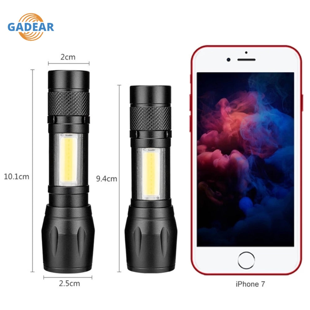 High Power Rechargeable LED Flashlight Mini Zoom Torch Outdoor Camping Strong Lamp Lantern Waterproof Tactical Flashlight