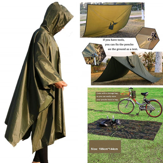 Multifunctional Rain Poncho Waterproof Emergency Military Raincoat Hiking Poncho Picnic Mat for Camping Travel Accessories
