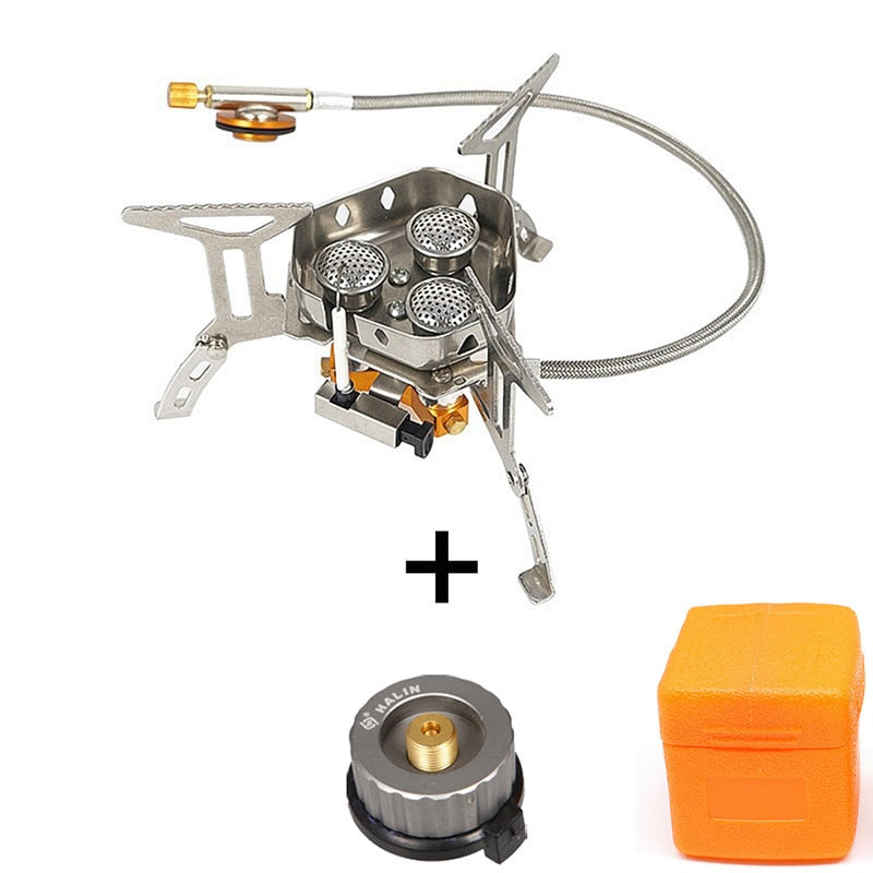 Outdoor Gas Cooker Camping Burner Stove Portable Cookware Camping Equipment High Power Folding Camp Supplies Travel Strong Fire