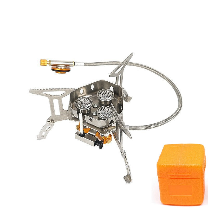 Outdoor Gas Cooker Camping Burner Stove Portable Cookware Camping Equipment High Power Folding Camp Supplies Travel Strong Fire