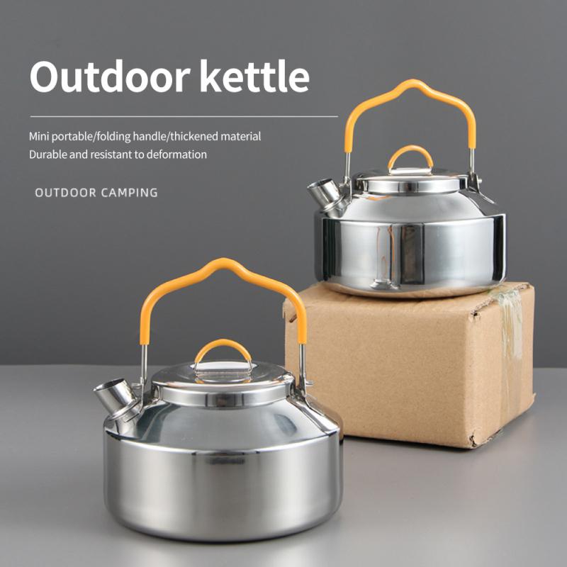 Ultralight Camping Kettle 0.8L Portable Canteen Outdoor Stainless Steel Water Bottle Picnic Cookware Tableware Supplies