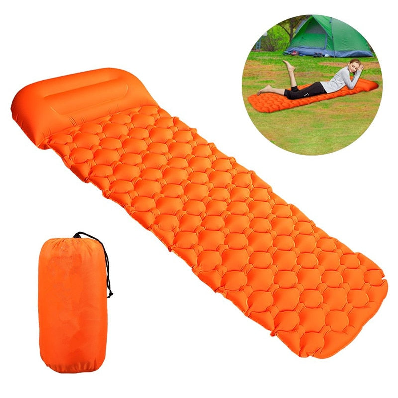 Portable Air Camping Mats Inflatable Bed Mattress Sleeping Pad Fast Filling Air Bag Super Light Inflatable Mattress with Pillow