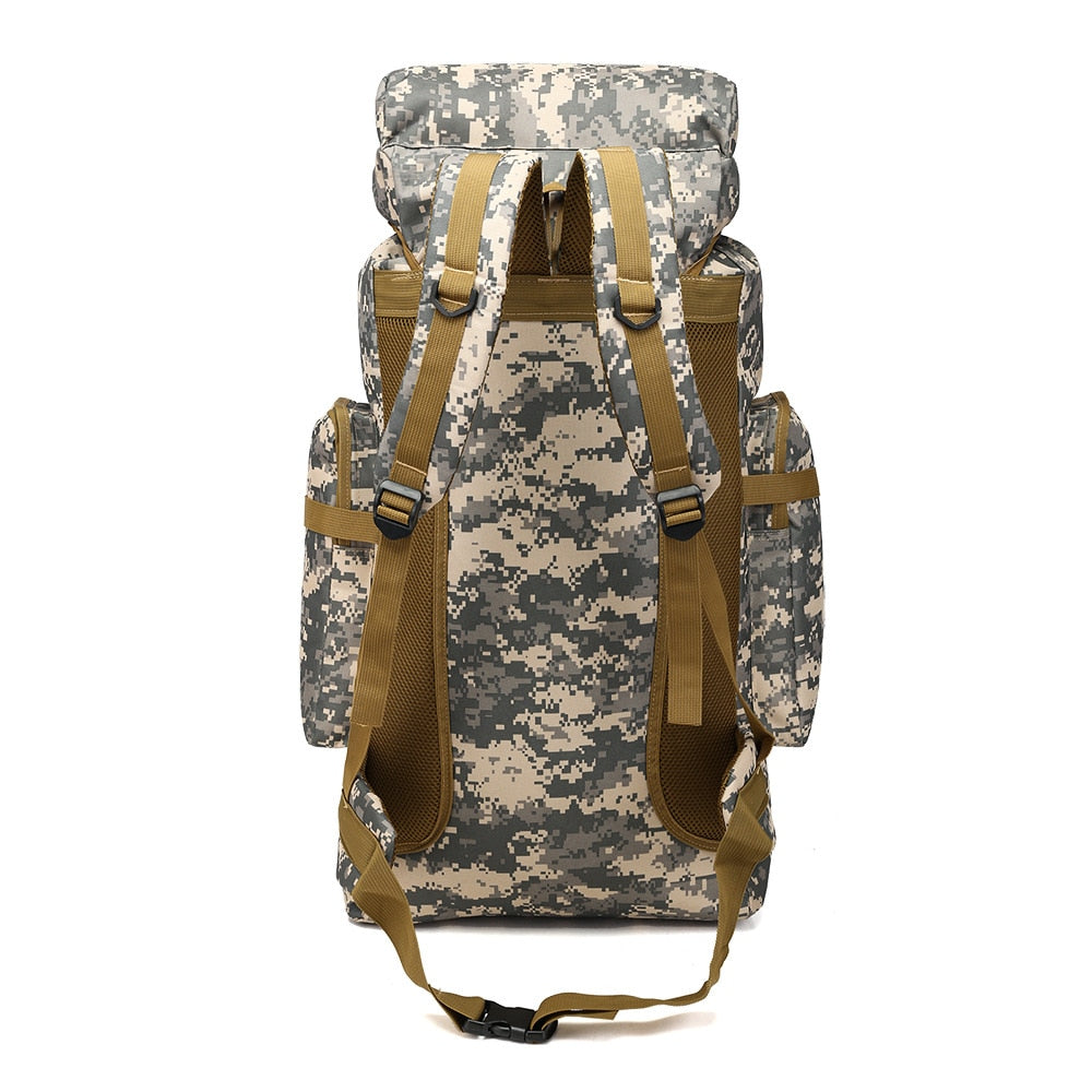 80L Waterproof Molle Camo Tactical Backpack Military Army Hiking Camping Backpack Travel Rucksack Outdoor Sports Climbing Bag