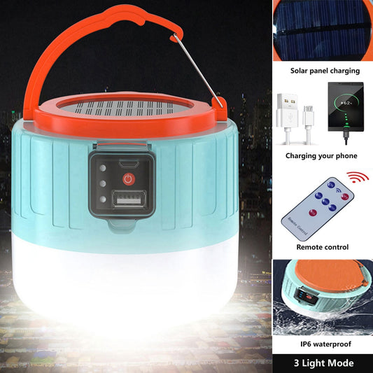 Solar LED Camping Light USB Rechargeable Bulb For Outdoor Tent Lamp Portable Lanterns Emergency Lights For BBQ Hiking
