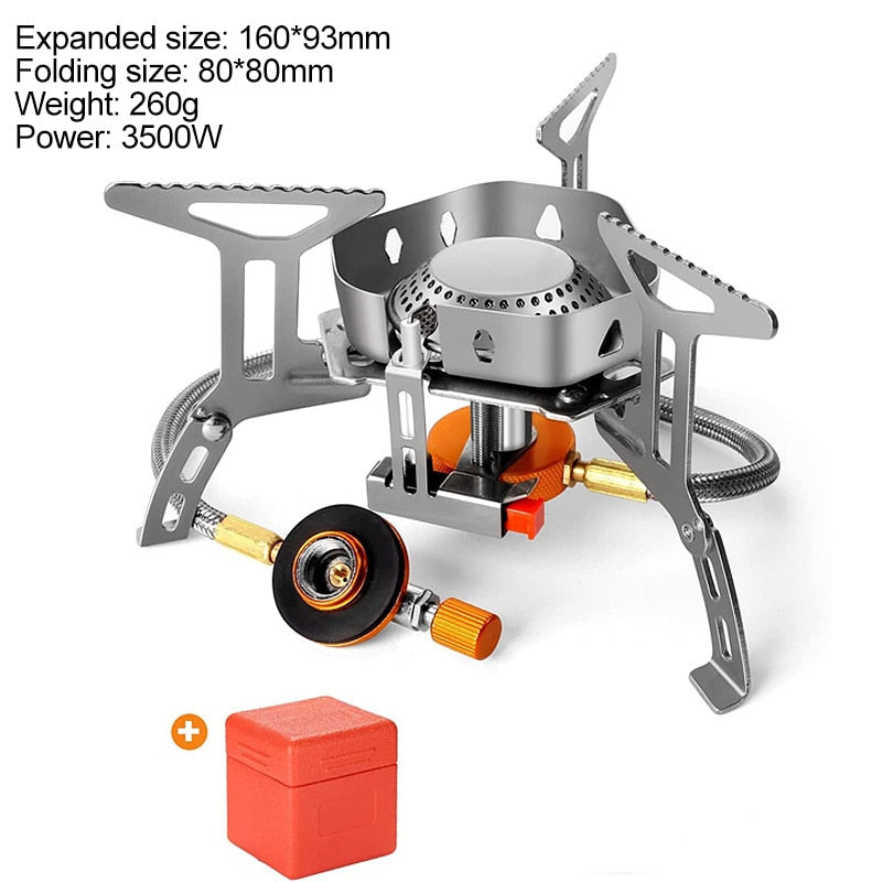 Outdoor Gas Cooker Camping Burner Stove Portable Cookware Camping Equipment High Power Folding Camp Supplies Travel Strong Fire