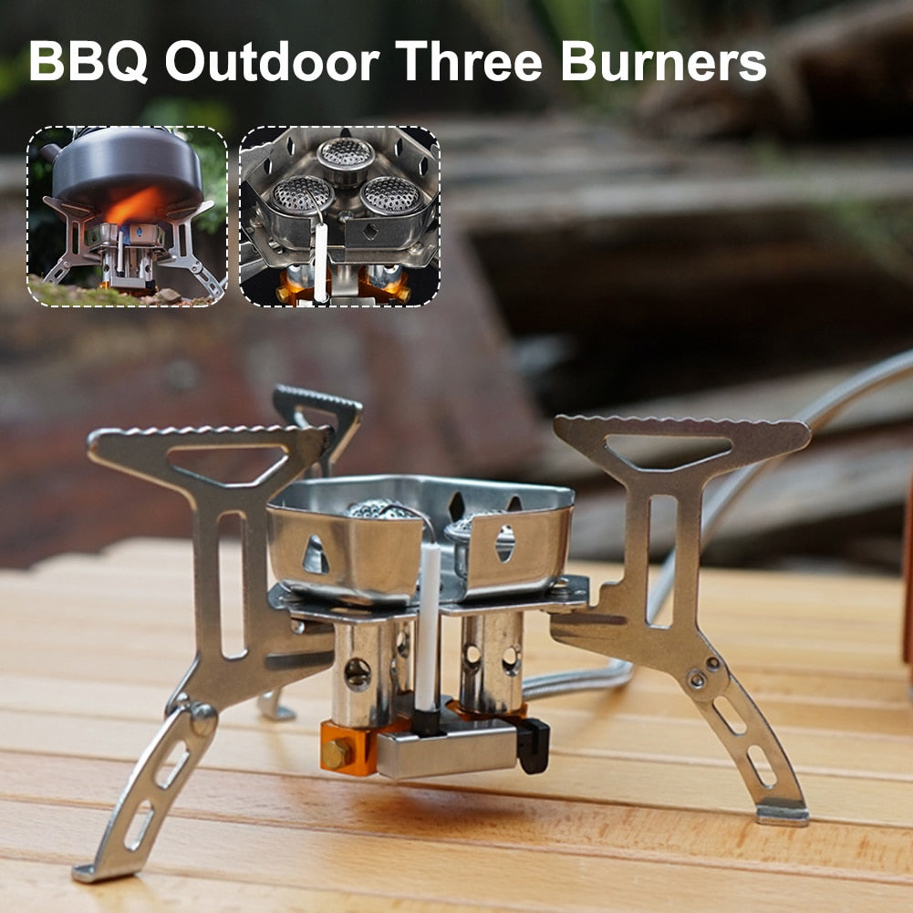 Outdoor Gas Cooker Camping Burner Stove Portable Cookware Camping Equipment High Power Folding Camp Supplies Travel Strong Fire