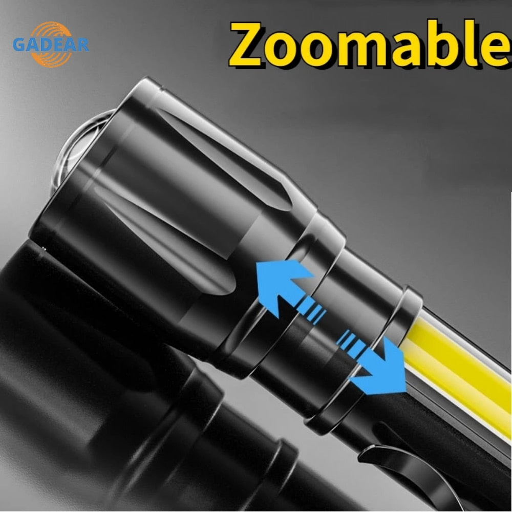 High Power Rechargeable LED Flashlight Mini Zoom Torch Outdoor Camping Strong Lamp Lantern Waterproof Tactical Flashlight