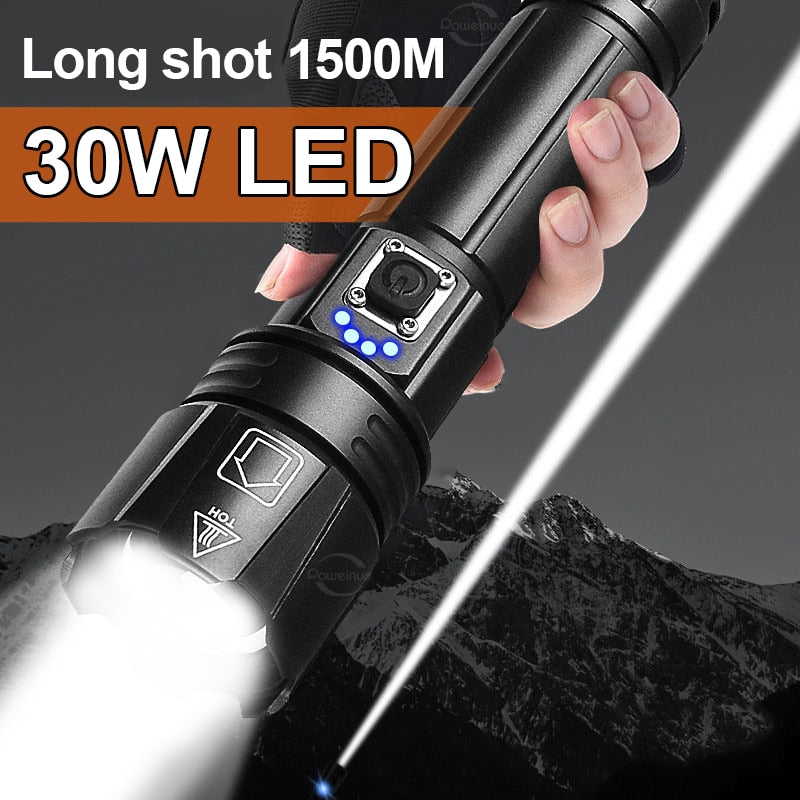 Most Powerful LED Flashlight USB Rechargeable Torch Light High Power Flashlight Tactical Lantern Long Shot Hand Lamp For Camping