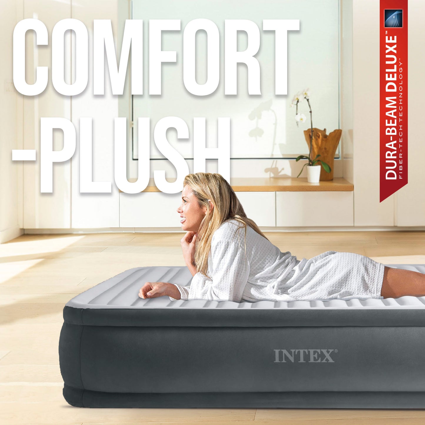 INTEX hard inflatable mattress-Beam Plus Comfort Plush, double inflatable bed, single air bed, inflatable Camping mattress, camping air bed, Intex Inflatable mattresses, inflatable mattress, camping mattress