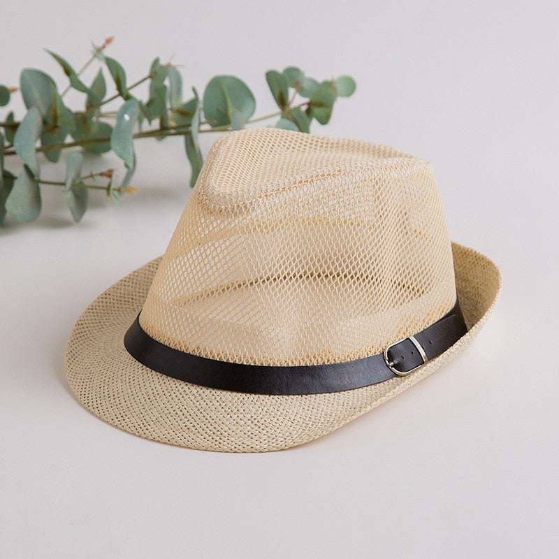 Caluriri Breathable Mesh Men Western Cowboy Hat Outdoor Straw Hat Men Summer Seaside Beach Hat Camping Men Sun Hat