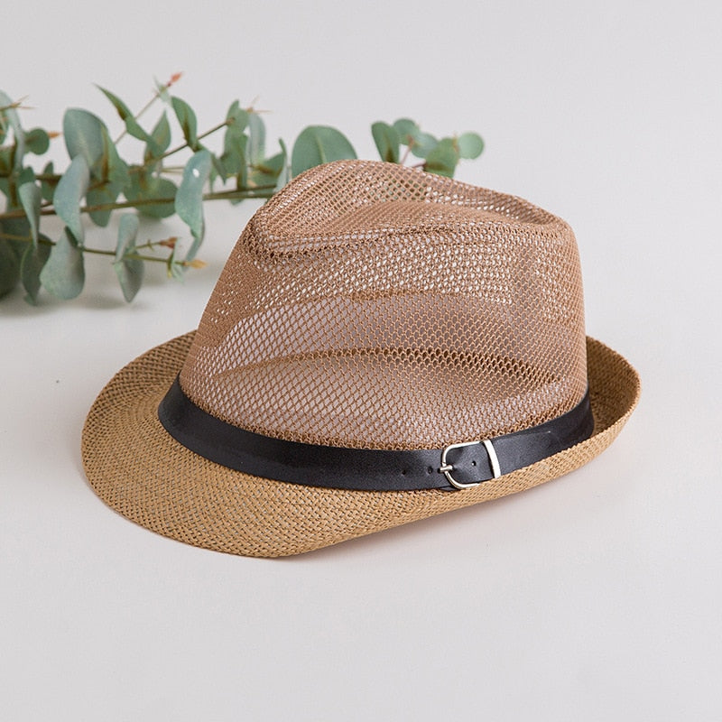 Caluriri Breathable Mesh Men Western Cowboy Hat Outdoor Straw Hat Men Summer Seaside Beach Hat Camping Men Sun Hat